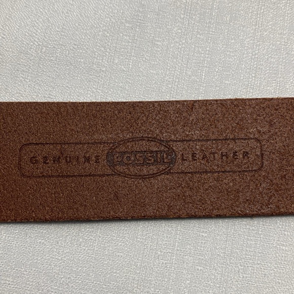 Fossil Womens Wide Leather Belt M Brown Brushed Brass Buckle Classic - Picture 5 of 8